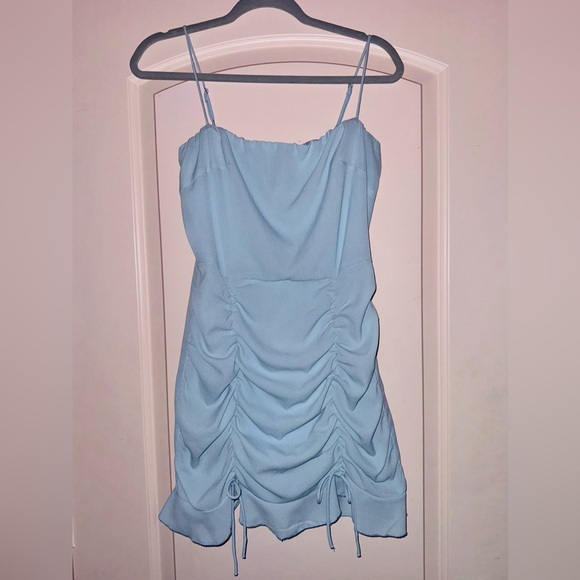 Lucy In The Sky Blue Ruched Mini Dress - Picture 6 of 8